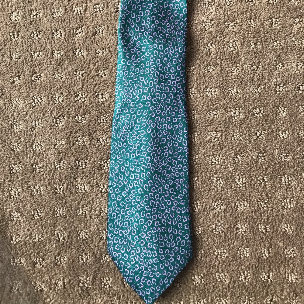 Mario Caldi tie, green with pink/purple design